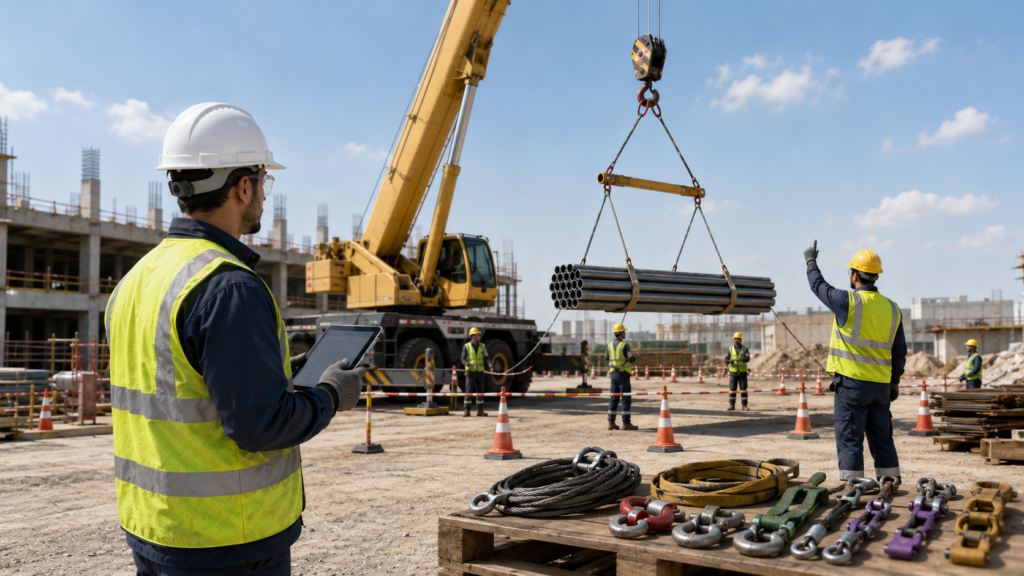 HSE inspector conducting a lifting operations safety inspection