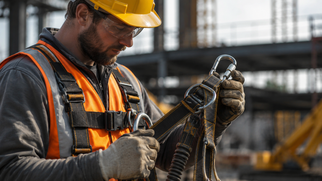 Working at Height Safety full body harness inspection before use