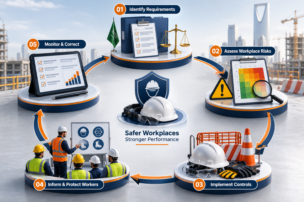 Saudi Occupational Safety & Health Compliance Framework Saudi occupational safety and health compliance framework infographic
